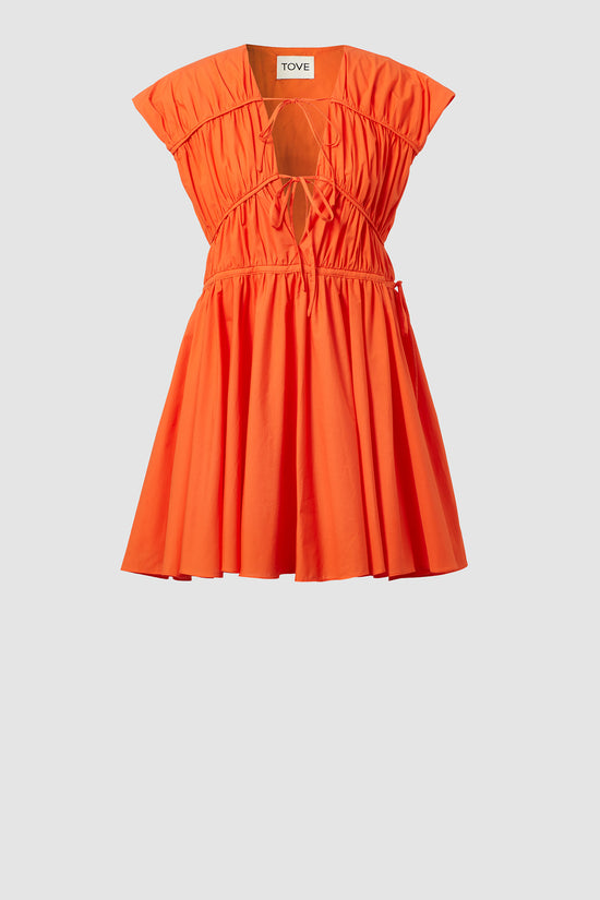 Clara Cotton Short Dress Orange · TOVE ...